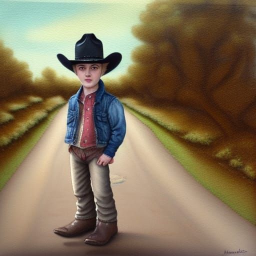 Tryin' Out Daddy's Boots & Hat - AI Generated Artwork - NightCafe Creator