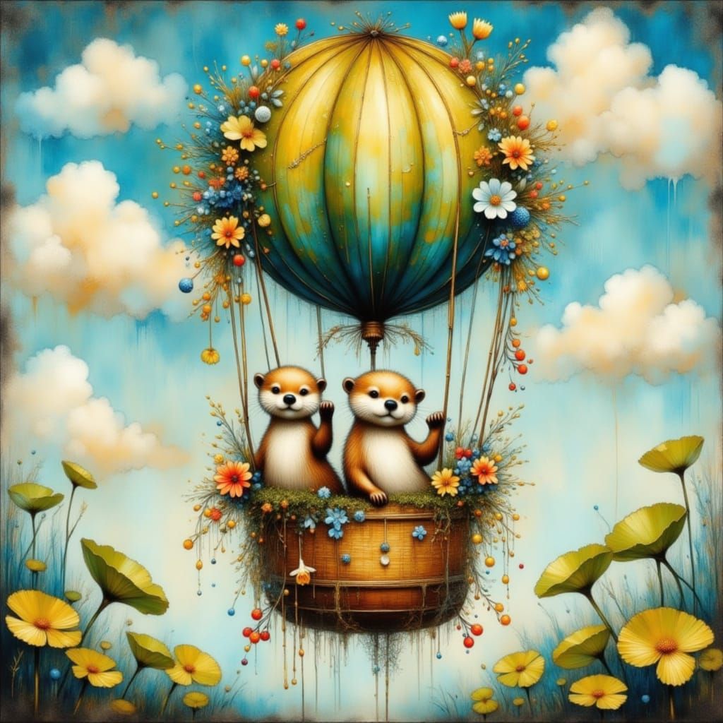 Frisky Otters flying High