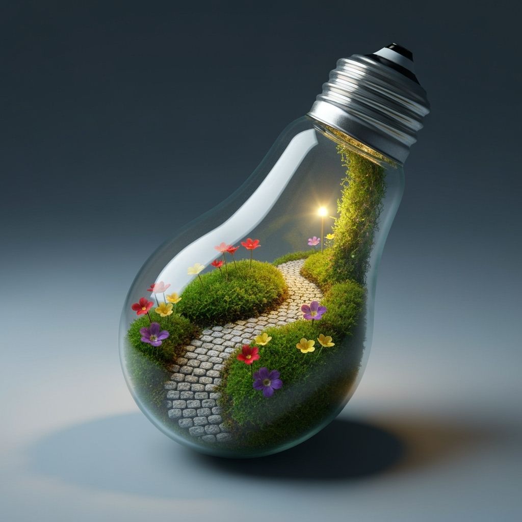 Miniature Secret Garden in a Lightbulb