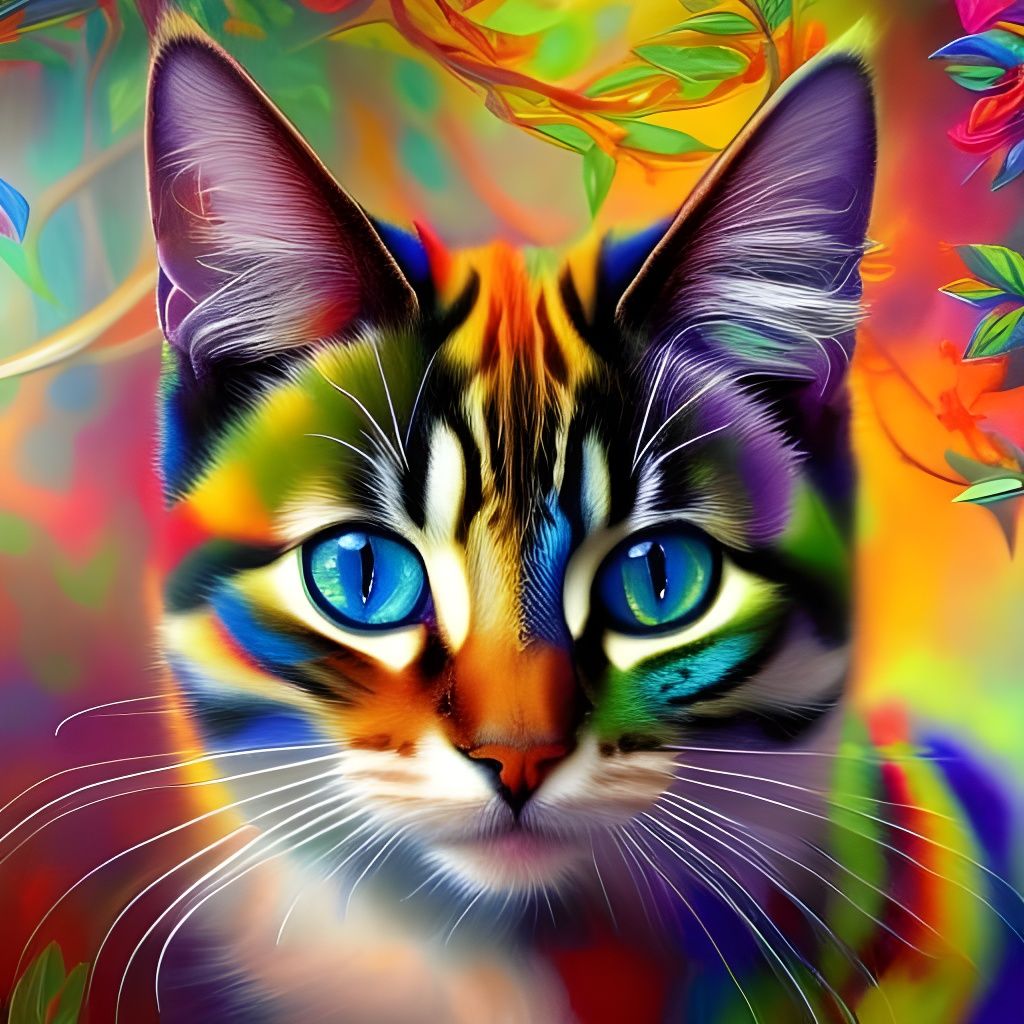 Rainbow cat - AI Generated Artwork - NightCafe Creator