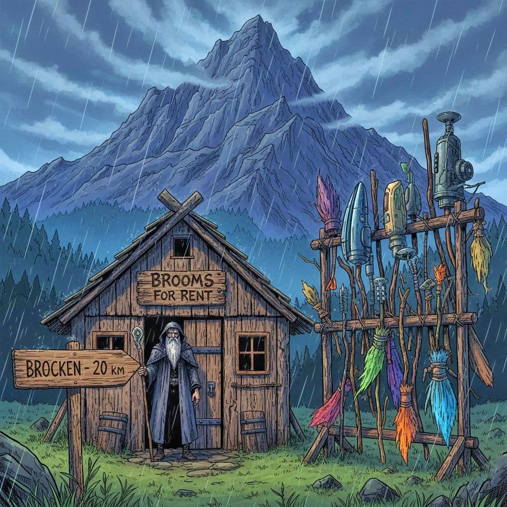 Broom rental at the Brocken mountain in the Harz Mountains