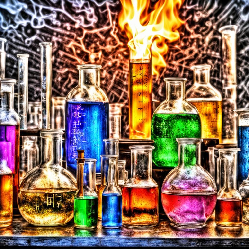 Fiery Magic in Chemistry Lab: Hyperrealistic Render