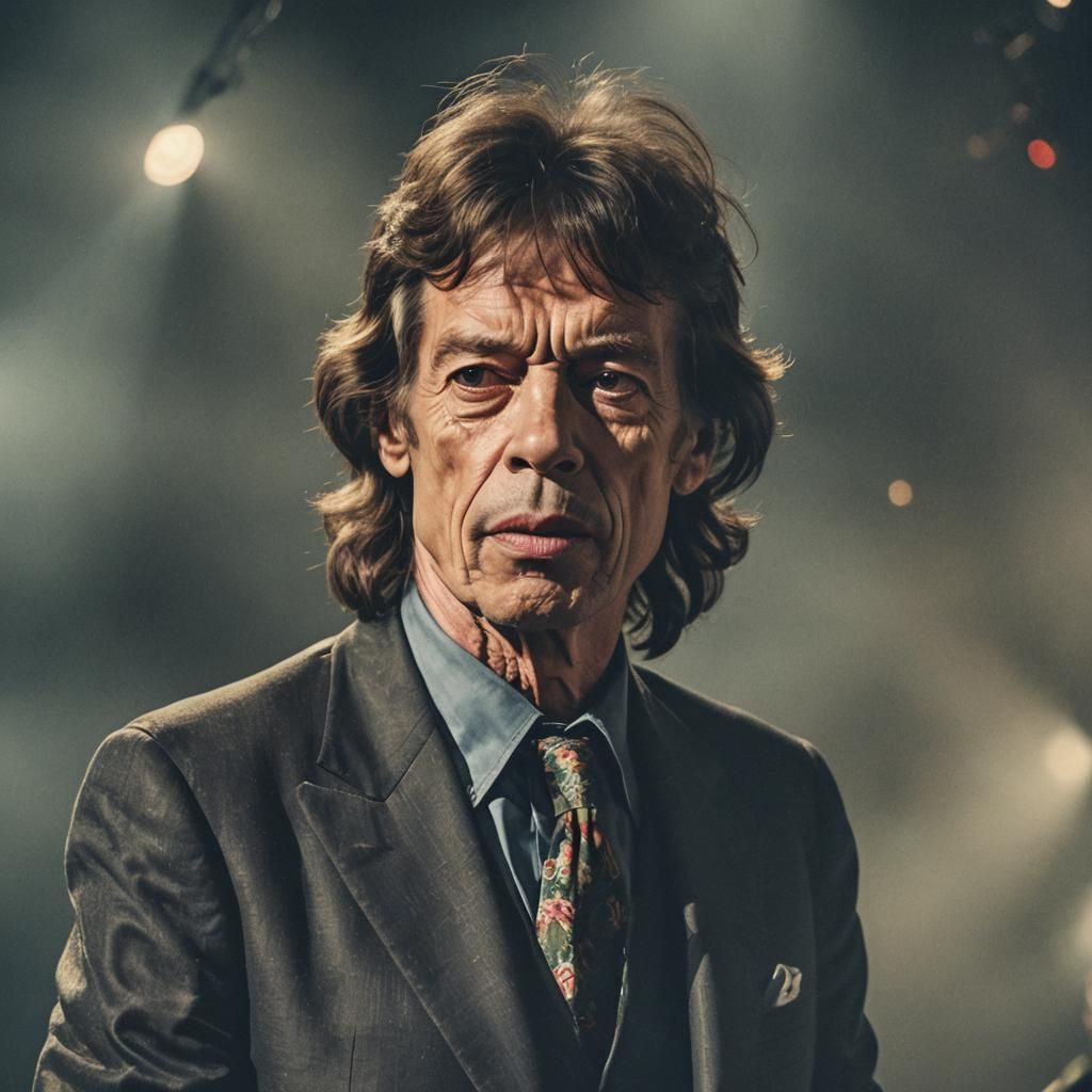 mick jagger of The Rolling Stones at 100 years old