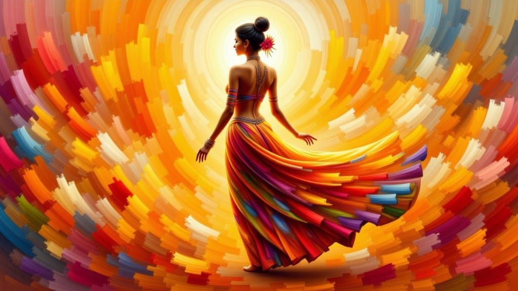 Indian Woman in Expressive Oil Painting Style