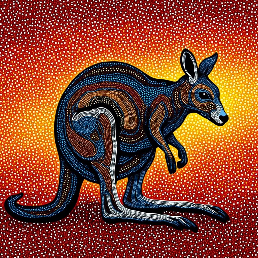 <lora:Aboriginal Style Dot:1.0> A kangaroo in aboriginal dot style