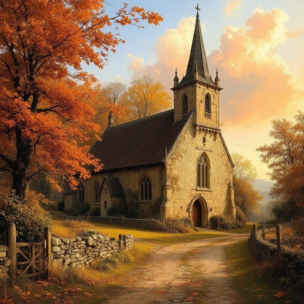 a Norman country church in autumn. the golden hour  by @CJVF