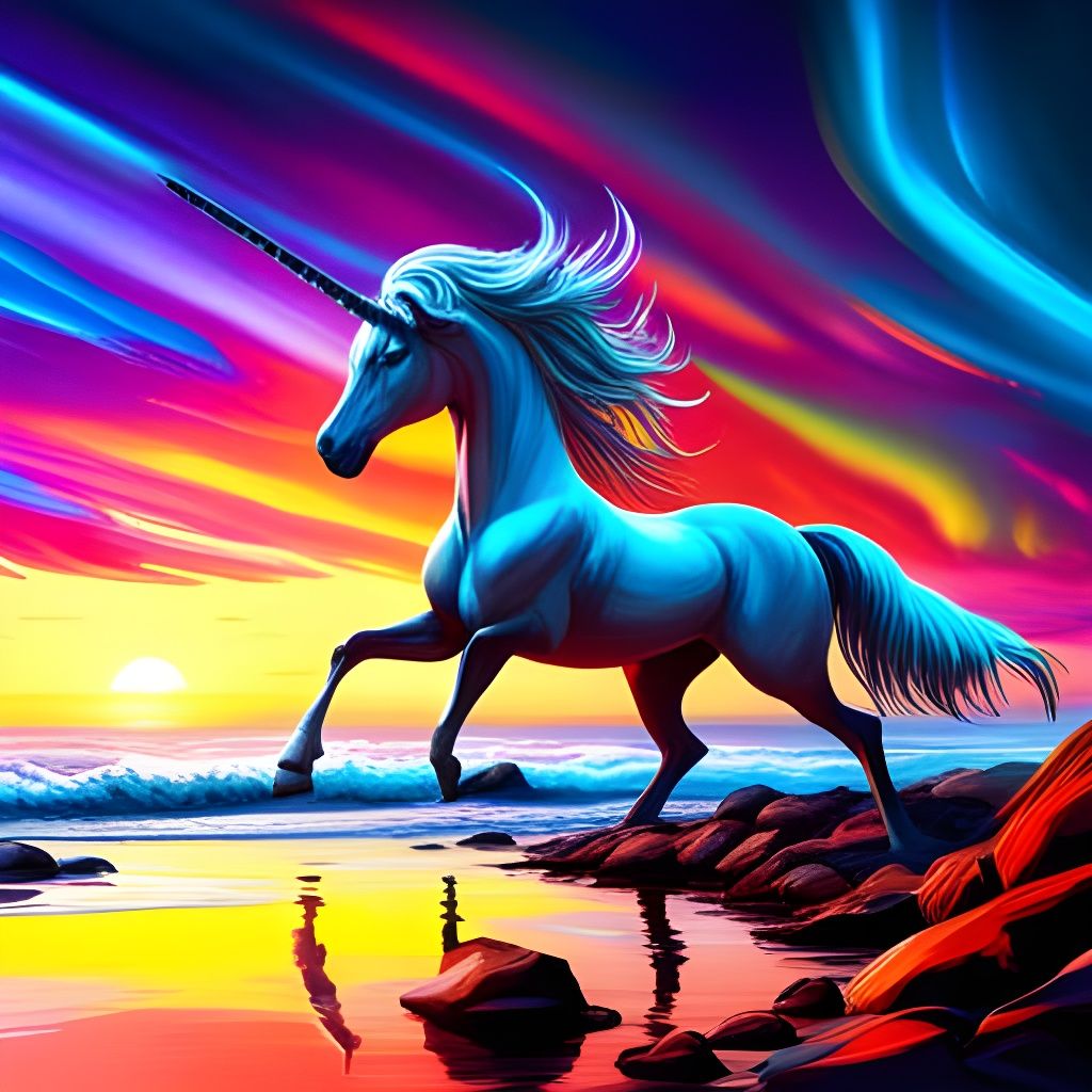 Sunset Unicorn. - AI Generated Artwork - NightCafe Creator