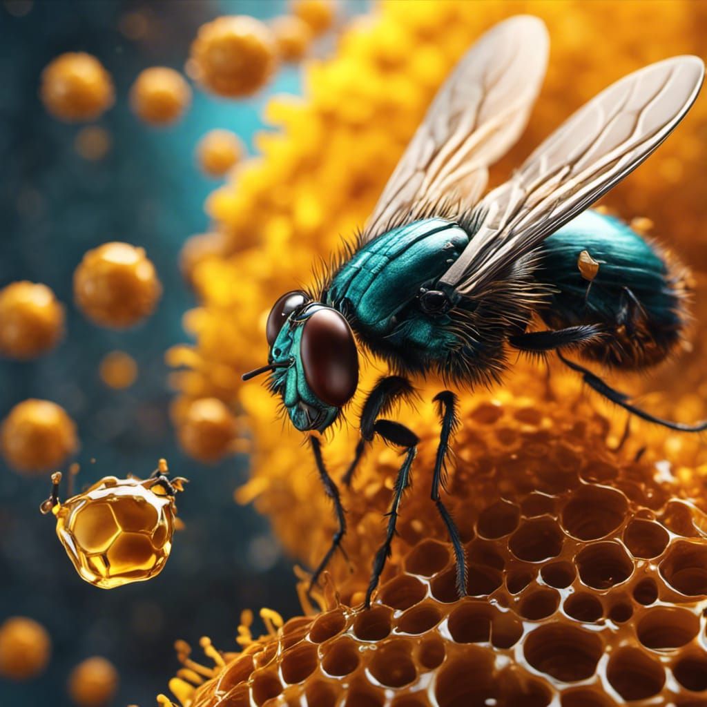 A fly stuck in honey - AI Generated Artwork - NightCafe Creator