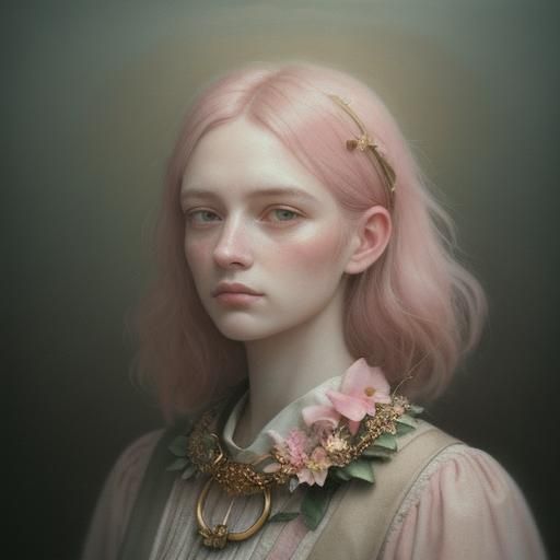 Girl with Camera in Steam-Filled Attic: Surreal Oil Painting