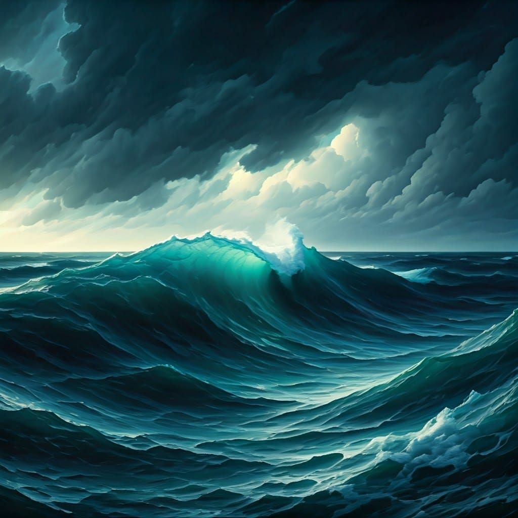 Turbulent Seascape in Dramatic Brushstrokes