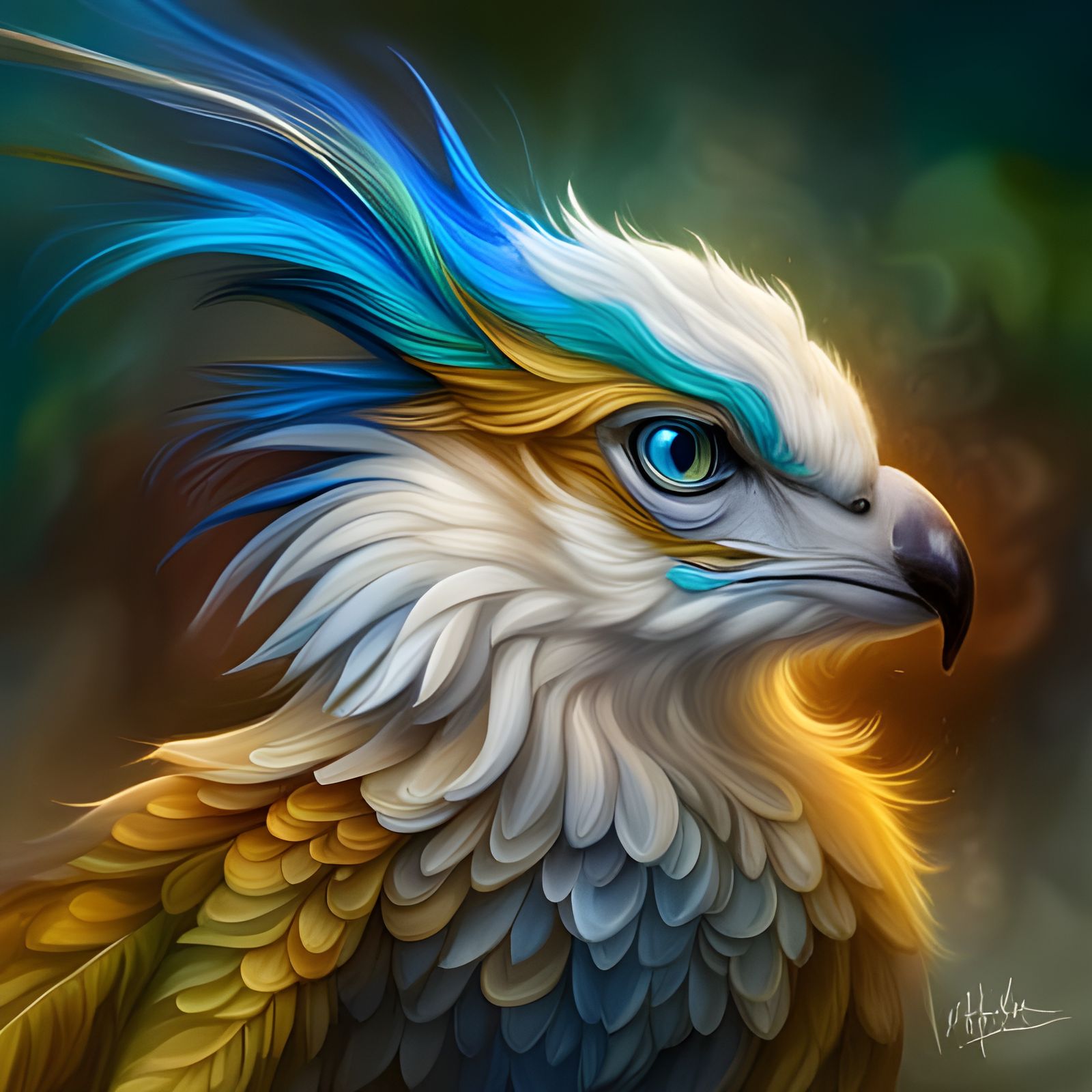 gryphon with blue and white feathers - AI Generated Artwork - NightCafe ...