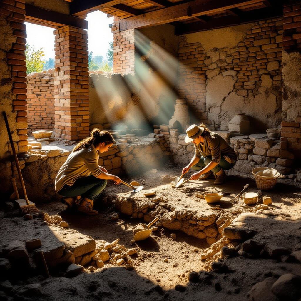 Finding the foundations of a roman villa during an archaeological dig  by @Chris Stagg