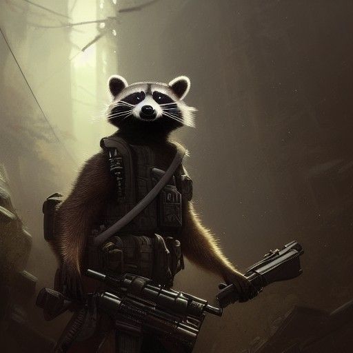 Raccoon with Tactical gear - AI Generated Artwork - NightCafe Creator