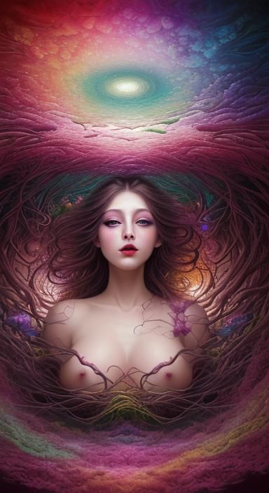 Spring birth. Mindblowing vortex. Surreal Abstract.