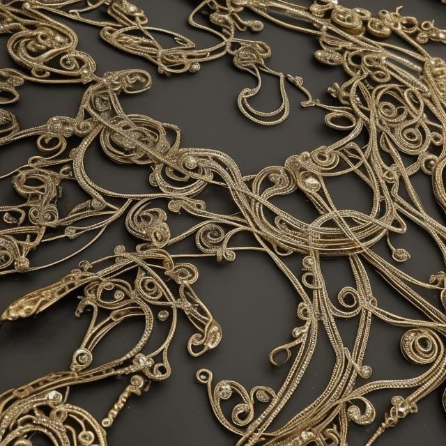 Silver and Gold Intertwined Jewelry: Cinematic Digital Art