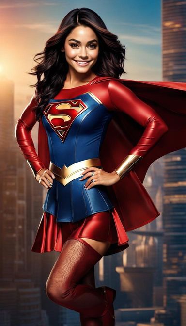 Vanessa Hudgens in a charismatic supergirl outfit - AI Generated ...