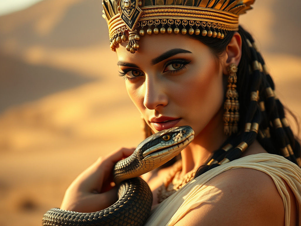 Cleopatra posing with an Asp.  by @Anonymous