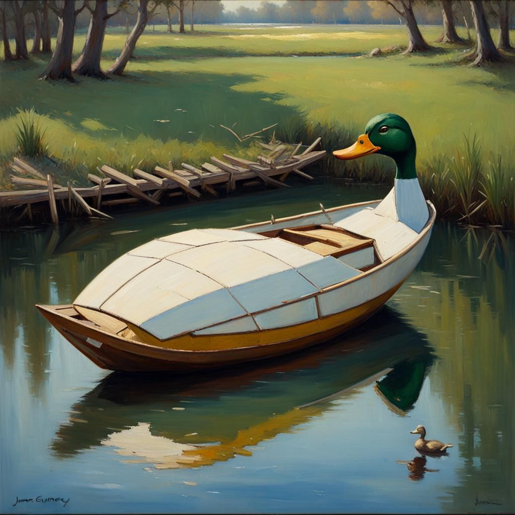 a boat shaped like a duck