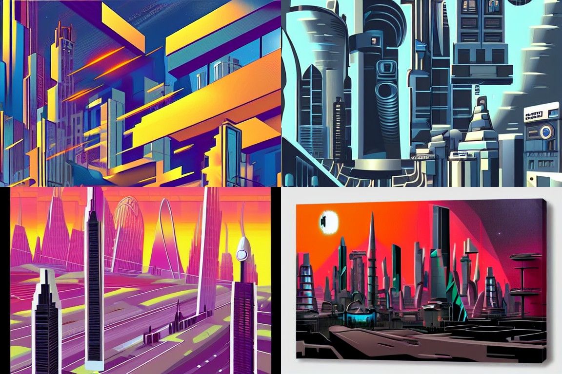 Sci-fi city in the style of Cubo-Futurism