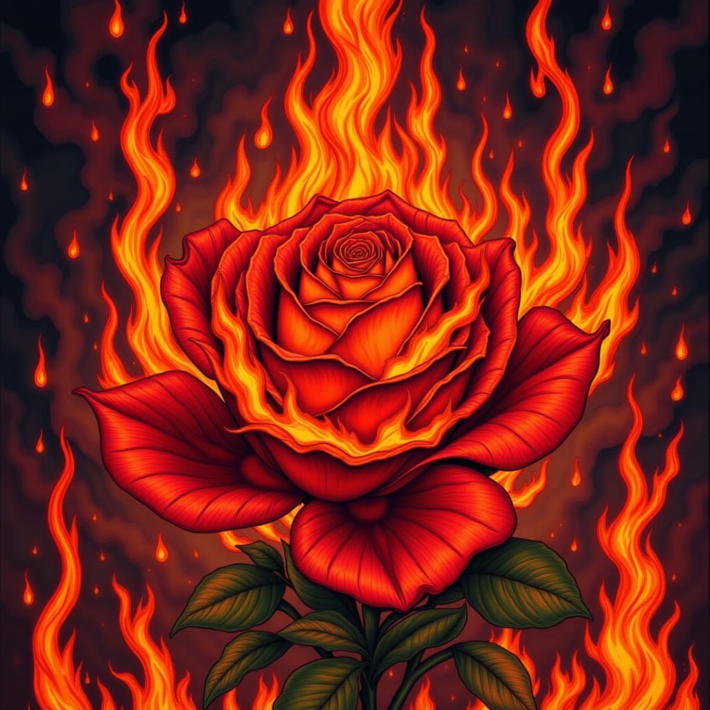 <lora:BURNING QUILT:1.0> Burning rose