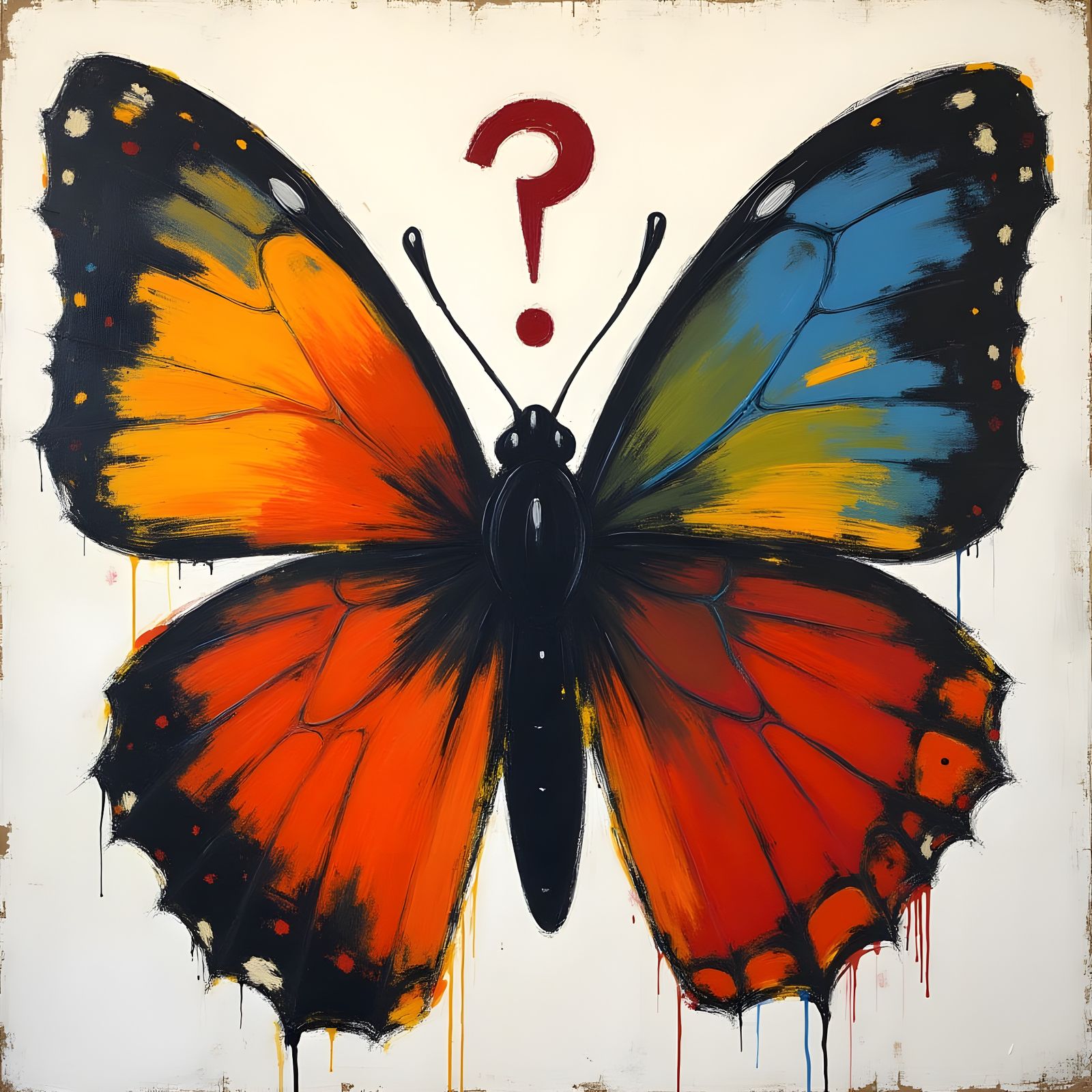 Confused Butterfly in Abstract Expressionist Style