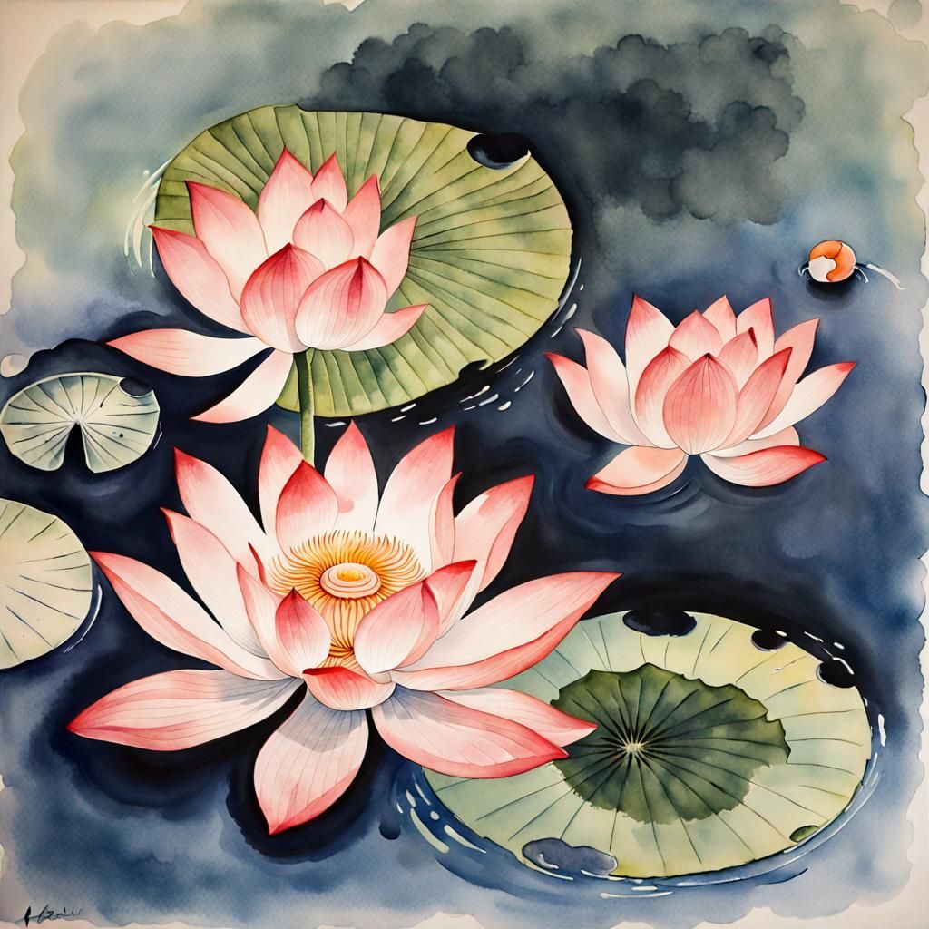Lotus flower in watercolour