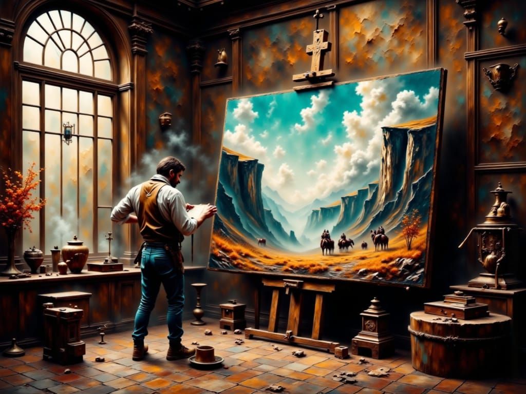  artist absorbed in the work   by @Michael Hendrickson