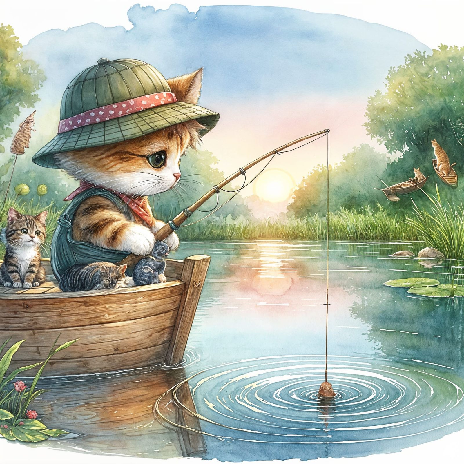 A Purrfect Fishing Duo  by @Artificial Artistry