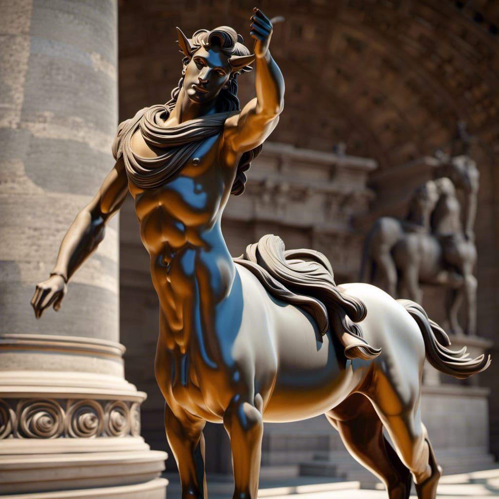 A Centaur frozen by Medusa  by @forge4ward