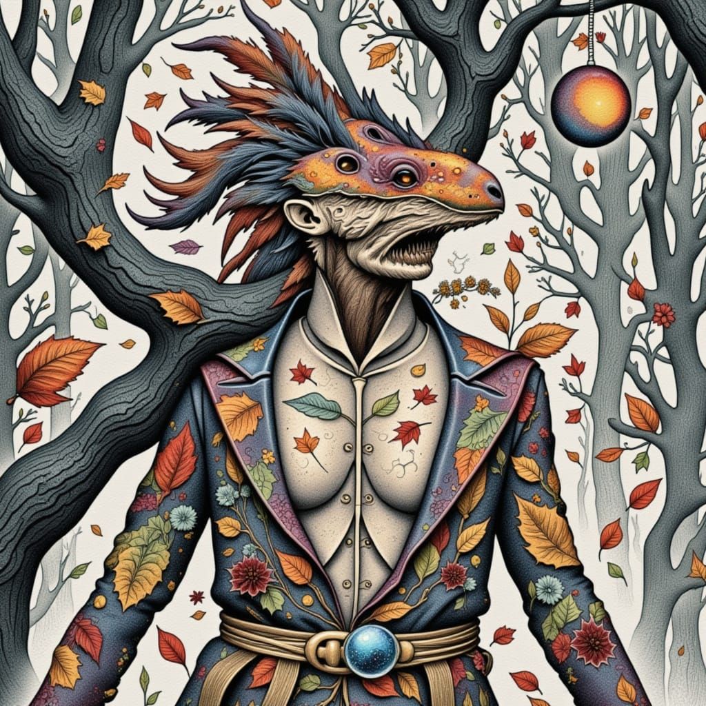 <lora:Autumn -O- Ween:1.0> Halloween wizard in autumn environment environment