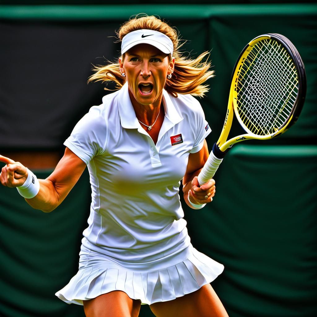 ((A oil painting portrait of Tennis Player Martina Steffi Gr...
