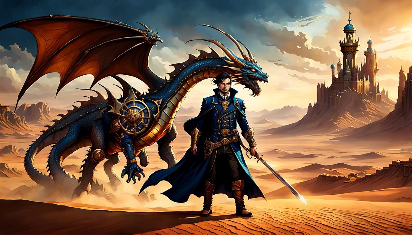 Steampunk, dragon 
