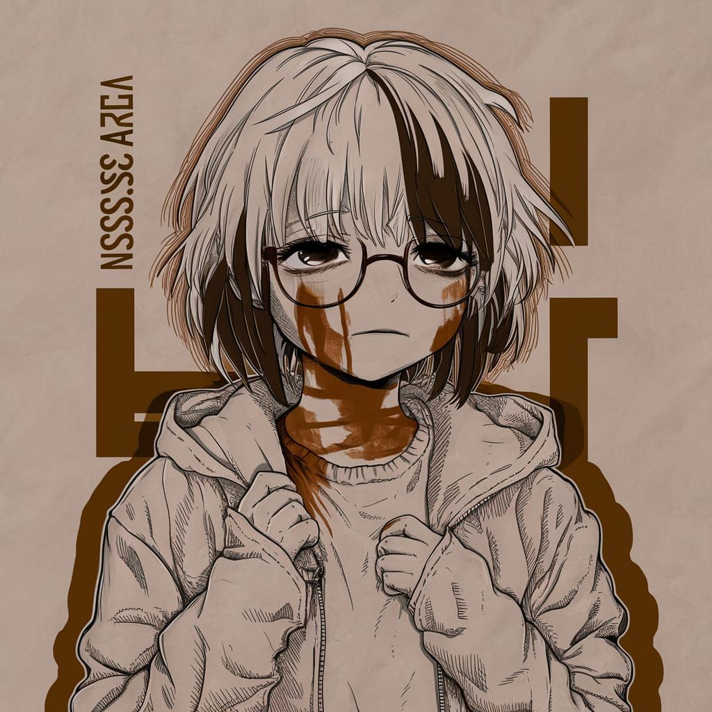 Anime Girl with Sketch Aesthetic in Lofi Style