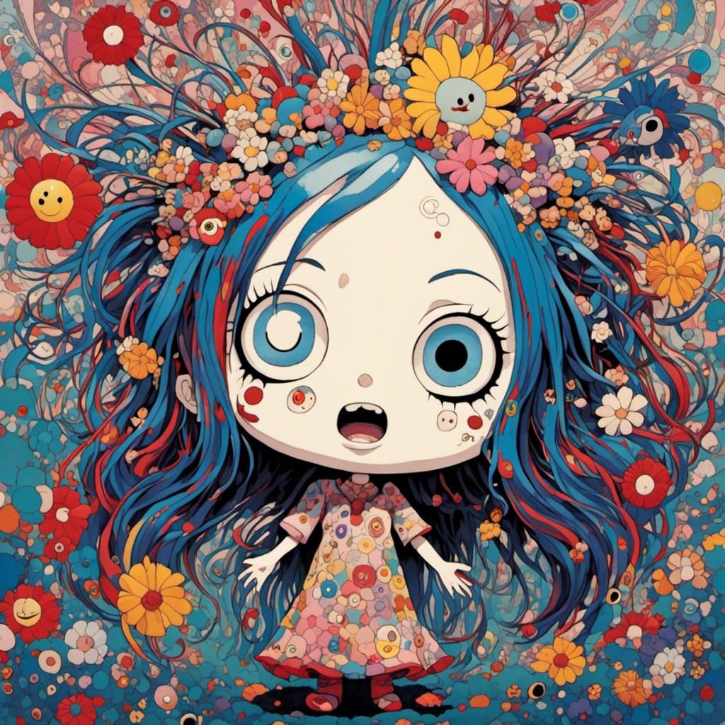 <lora:Toyism:1.0>happy funny chibi cute horror disturbing lauging transparent face