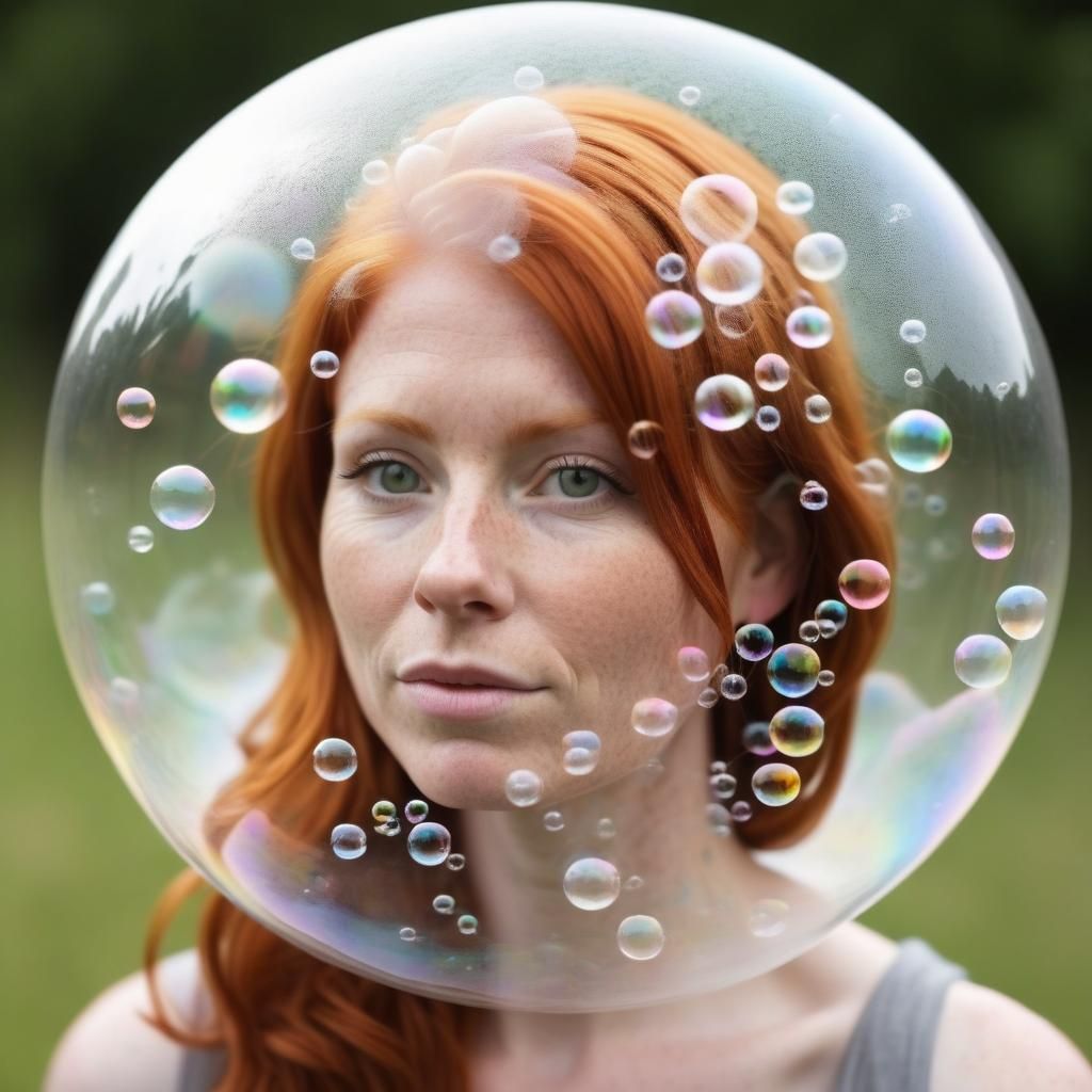 30 year old ginger haired woman::made purely from soap bubbles 1.9 ...