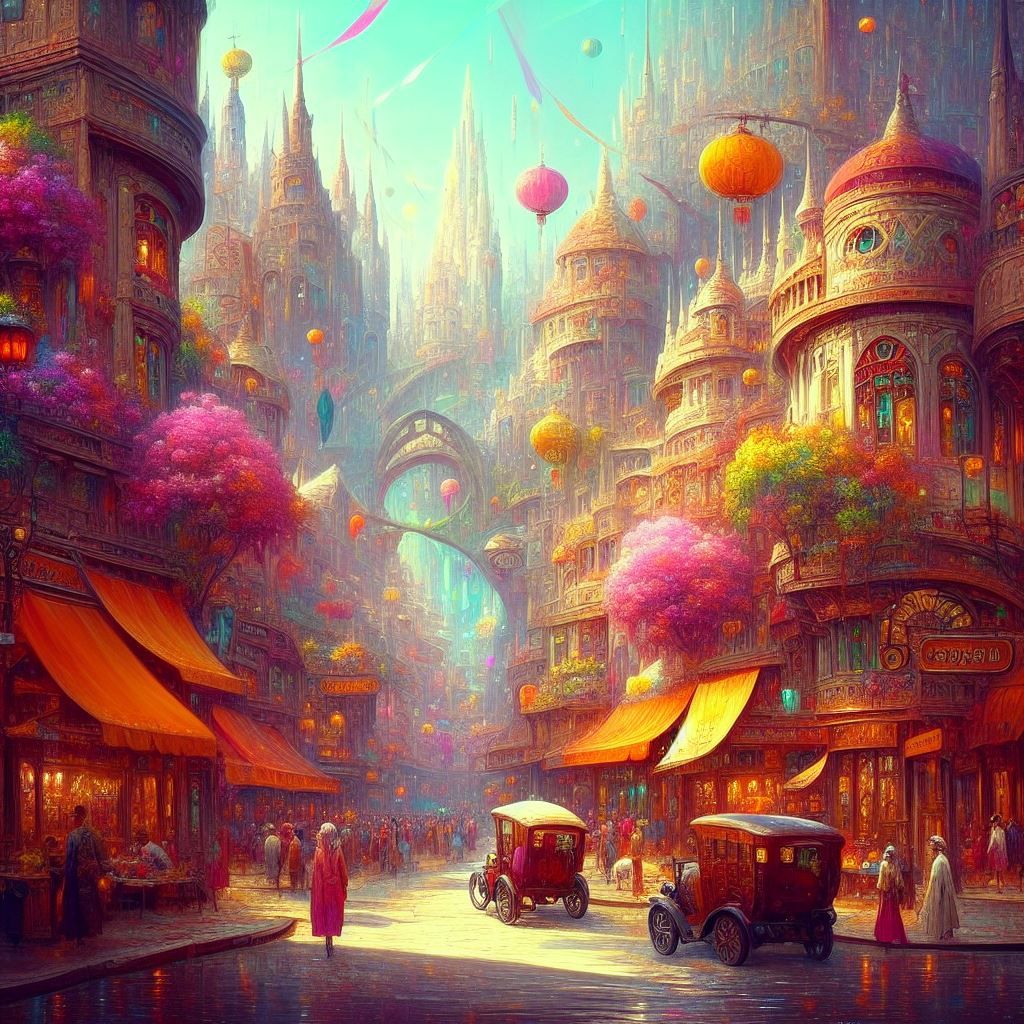 Spring on the Fantasy City Street