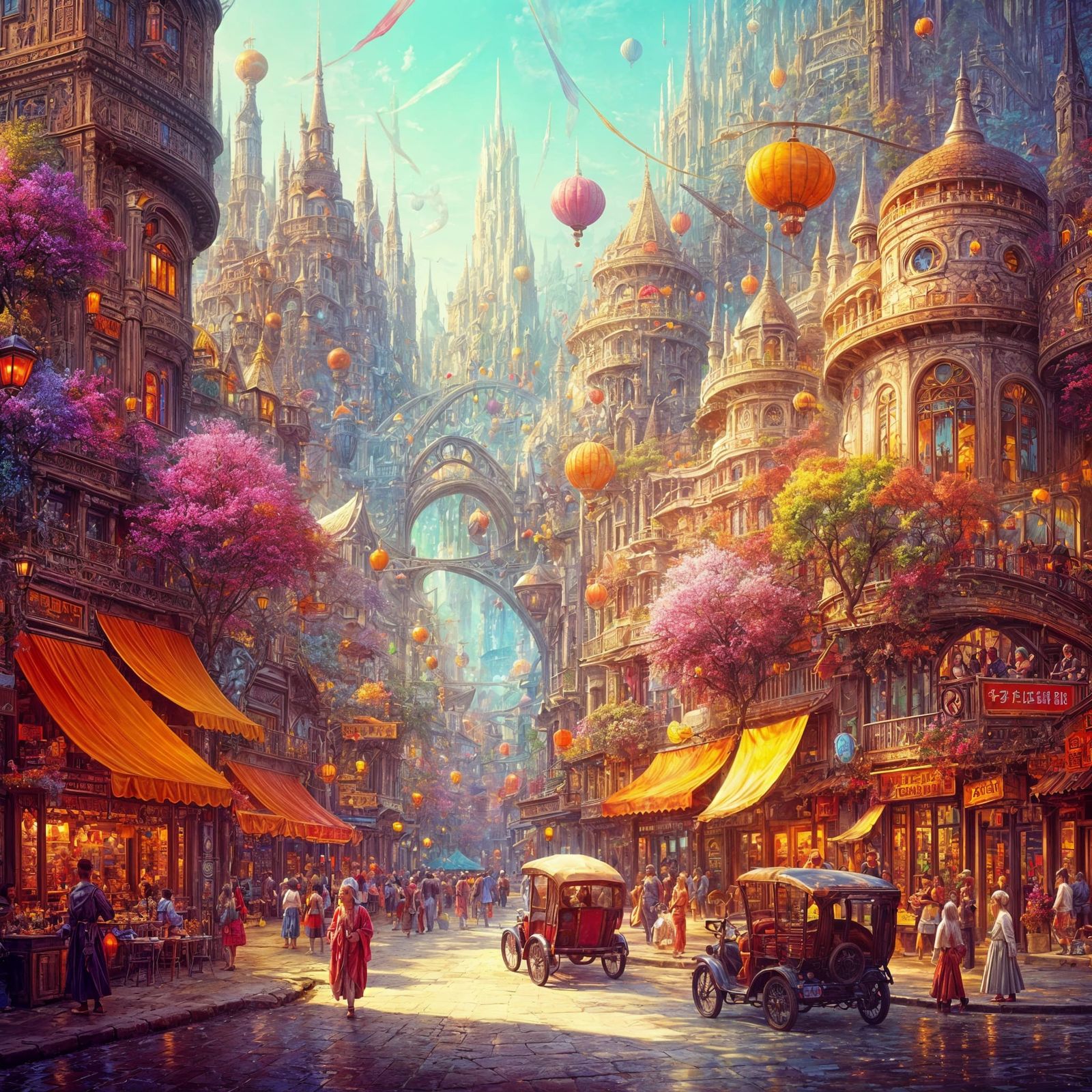 Spring on the Fantasy City Street