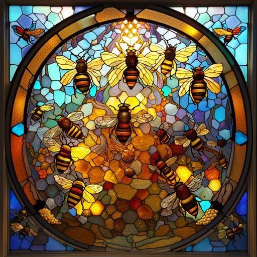 stained glass bees  by @here