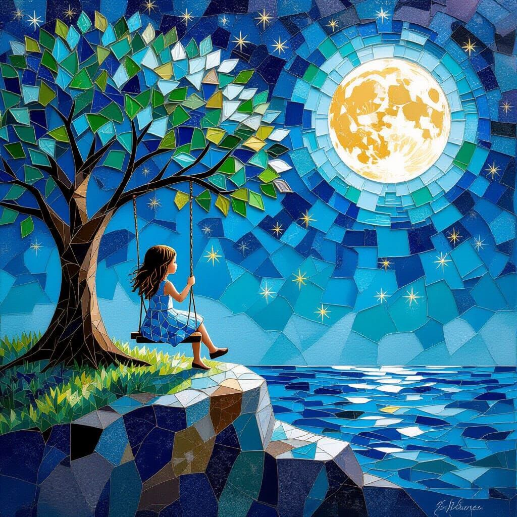 ^^Moonlit Swing by the Sea  by @Little Rainbow