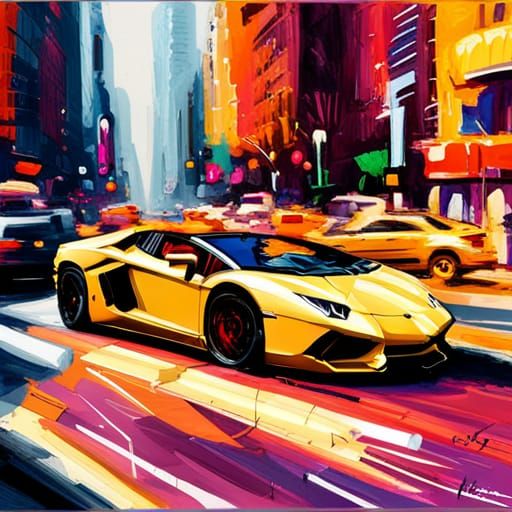 New York, Lamborghini Aventador roadster, city