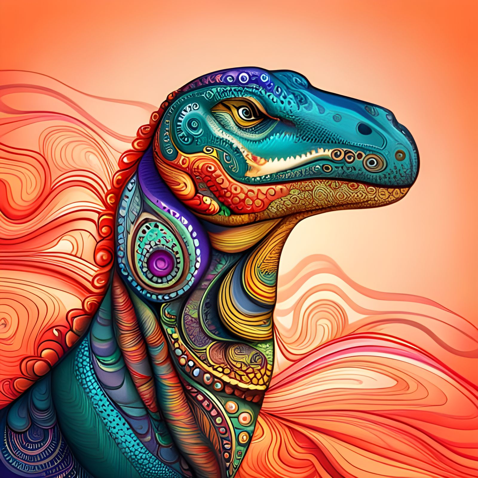 Colourful dinosaur  by @Laevos