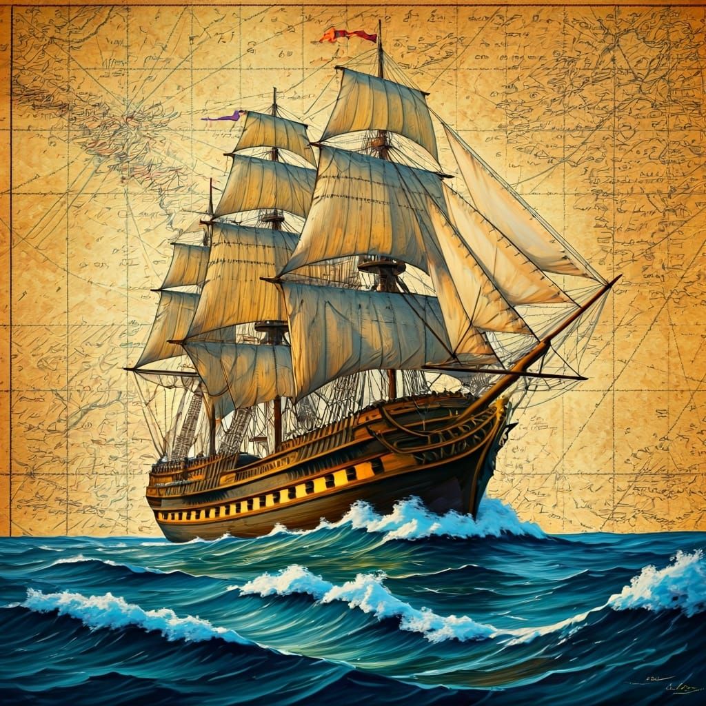 a ship in the midst of a rough sea.   by @Elisabeth