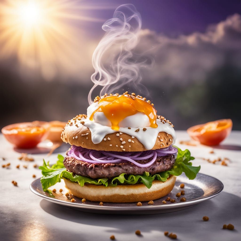Surreal Cloud Hamburger as Culinary Art