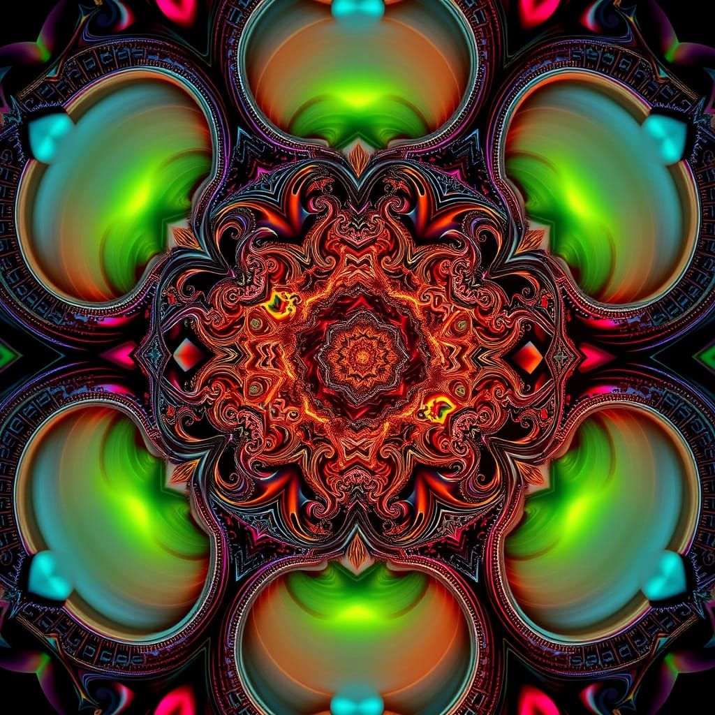 Fractal Stereogram in Neon-Lit 3D Style