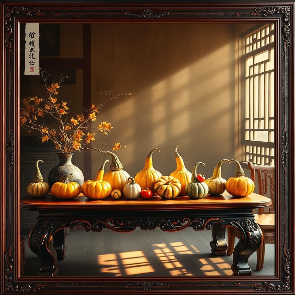 Gourds in Golden Light: Chinese Ink Painting