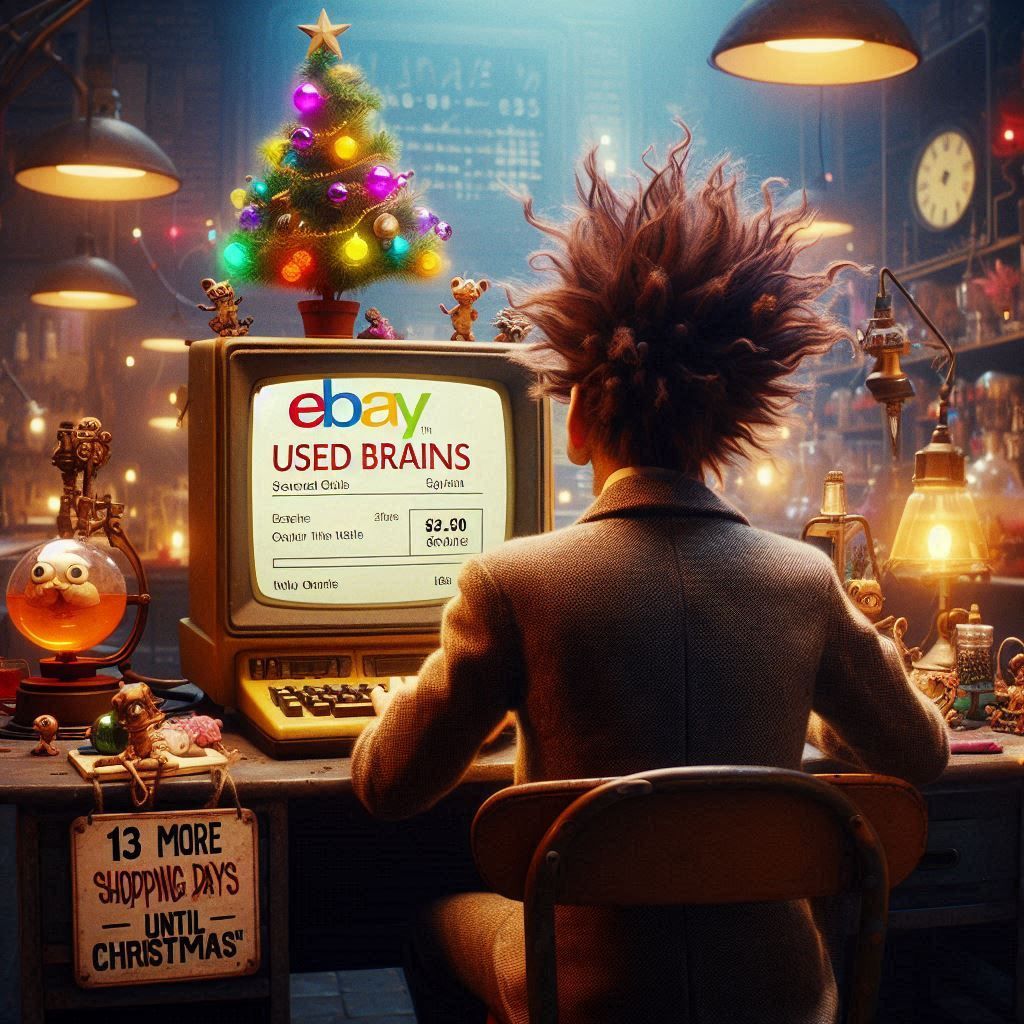 Igor Shopping Online for Dr. Frankenstein's Christmas Gift