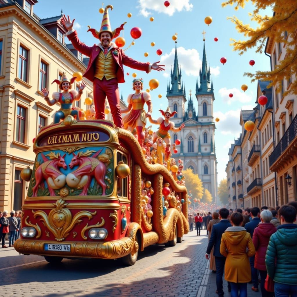 Mainz Carnival Parade Before Cathedral in Vibrant Style