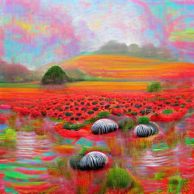 Psychedelic Monet poppy fields