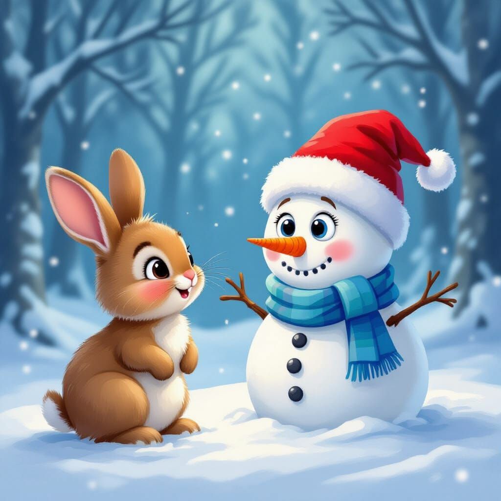 🩵🌙 《雪夜裡的小小魔法》