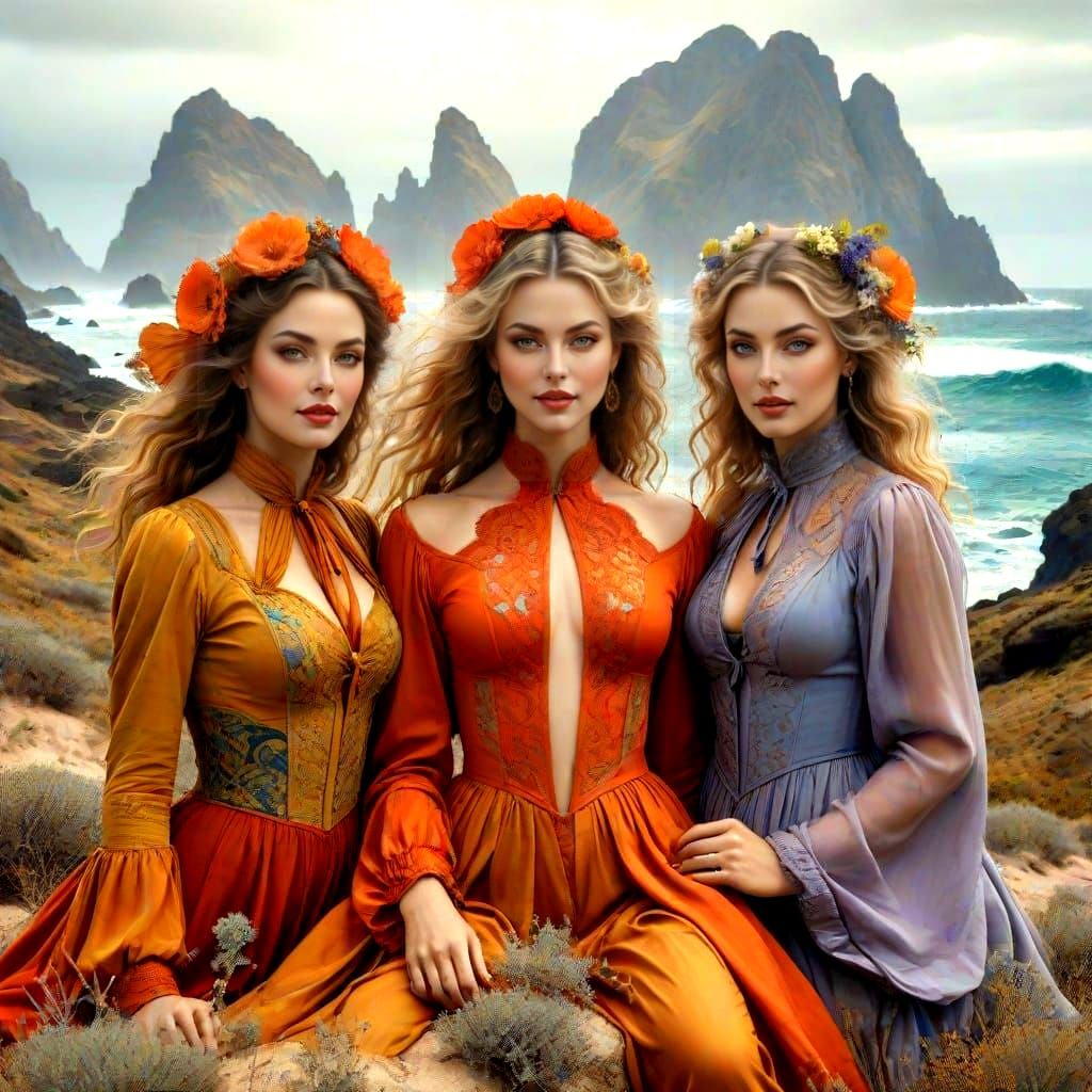 Gothic Baroque Ladies in Enchanted Landscape